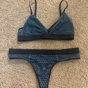 Adore Me Teal and Black Lingerie Set